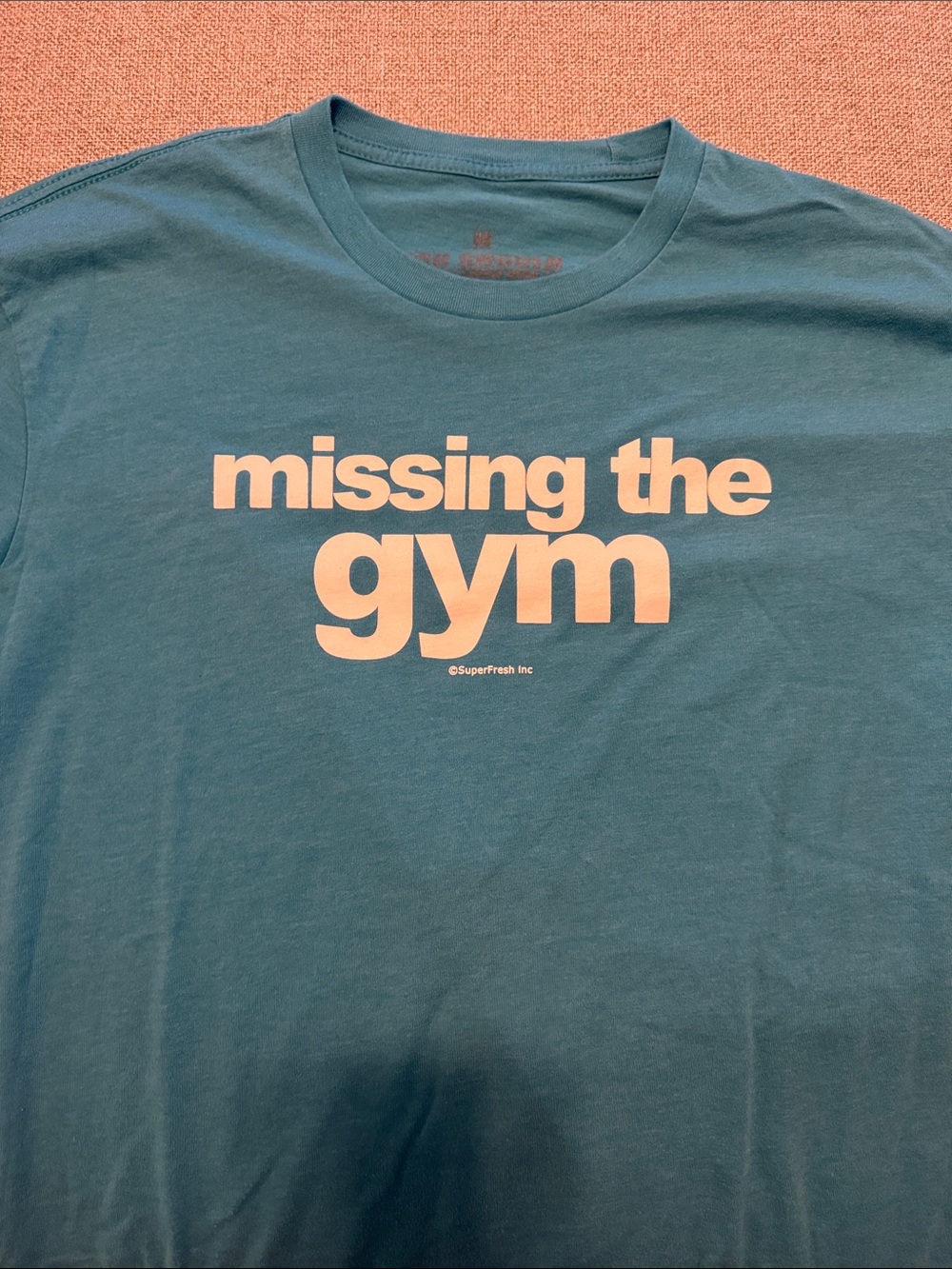 Super Fresh Missing The Gym Covid Graphic Tee - Teal size Medium